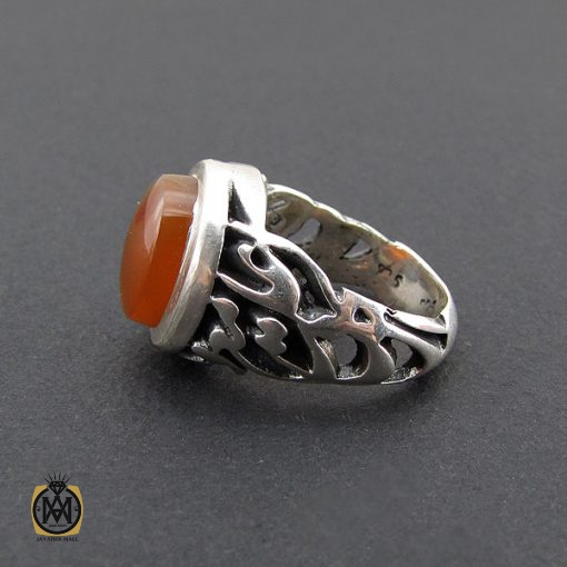 انگشتر عقیق یمن با حکاکی شرف الشمس مردانه - کد 8891 - تصویر 3