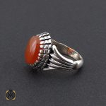 3 انگشتر عقیق یمن با حکاکی شرف الشمس مردانه - کد 8892 - تصویر 3