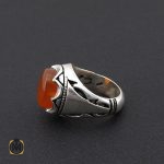 3 انگشتر عقیق یمن با حکاکی شرف الشمس مردانه - کد 8893 - تصویر 3