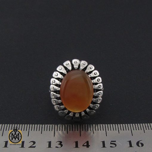 انگشتر عقیق یمن با حکاکی شرف الشمس مردانه - کد 8897 - تصویر 4