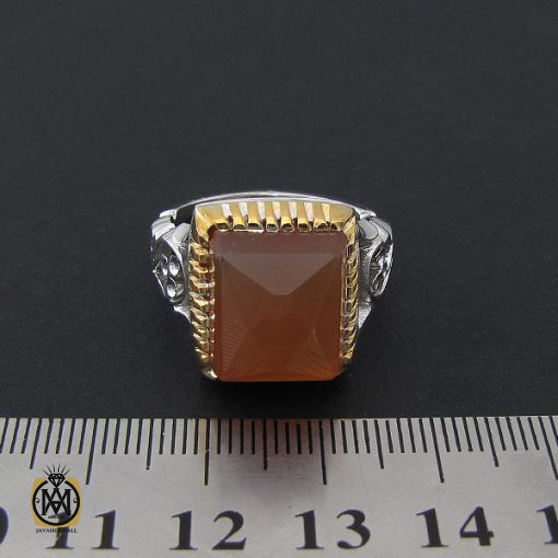 انگشتر عقیق یمن تراش دست ساز مردانه - کد 8917 - تصویر 4