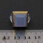 انگشتر عقیق کبود یمن تراش دست ساز مردانه - کد 8919 - تصویر 4