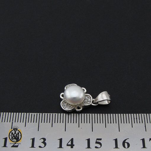 مدال مروارید اصل پرورشی طرح ترگل زنانه - کد 3168 - تصویر 4