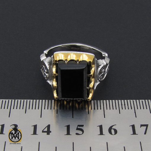 4 انگشتر عقیق سیاه یمن دست ساز مردانه - کد 8921 - تصویر 4