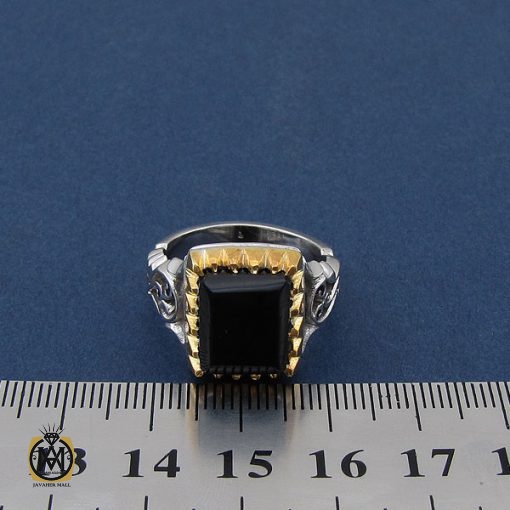 انگشتر عقیق سیاه یمن دست ساز مردانه - کد 8922 - تصویر 4