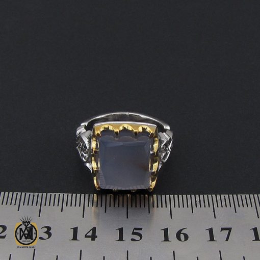 4 انگشتر عقیق کبود یمن تراش دست ساز مردانه - کد 8923 - تصویر 4