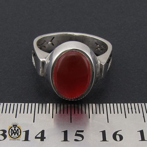 انگشتر عقیق یمن خوش رنگ مردانه دست ساز - کد 8933 - تصویر 4