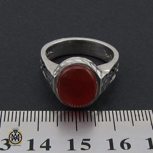 4 انگشتر عقیق یمن خوش رنگ مردانه دست ساز - کد 8934 - تصویر 4