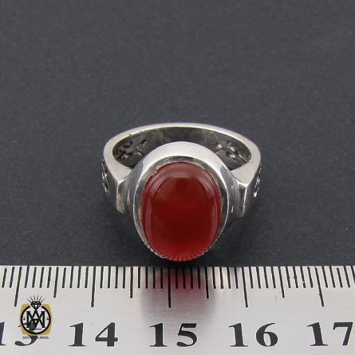 انگشتر عقیق یمن خوش رنگ مردانه دست ساز - کد 8937 - تصویر 4