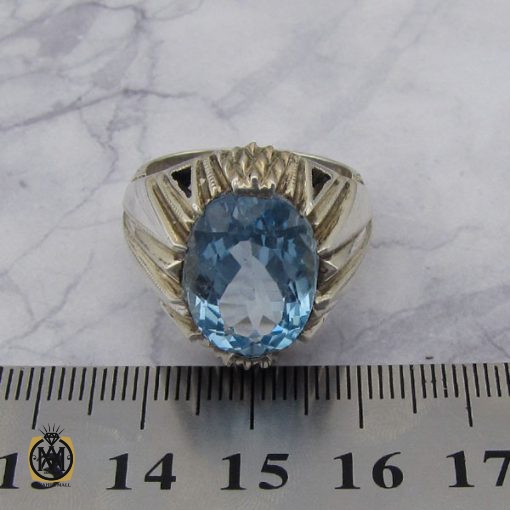 4 انگشتر توپاز آبی مردانه هنر دست استاد شرفیان – کد 8815 - تصویر 4