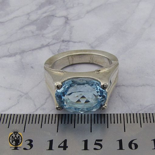 انگشتر توپاز آبی مردانه طرح صفوی هنر دست استاد شرفیان – کد 8816 - تصویر 4