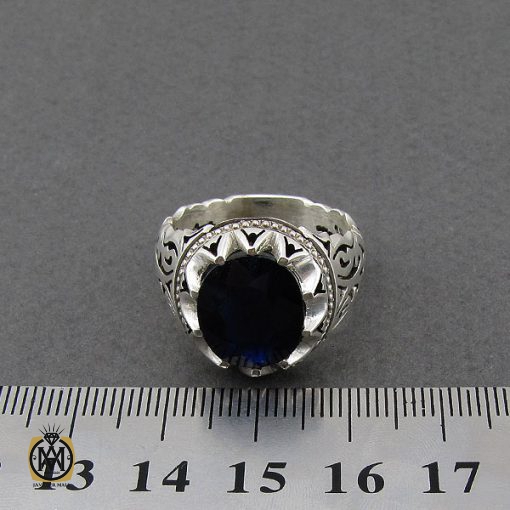 انگشتر یاقوت کبود مردانه دست ساز - کد 8944 - تصویر 4