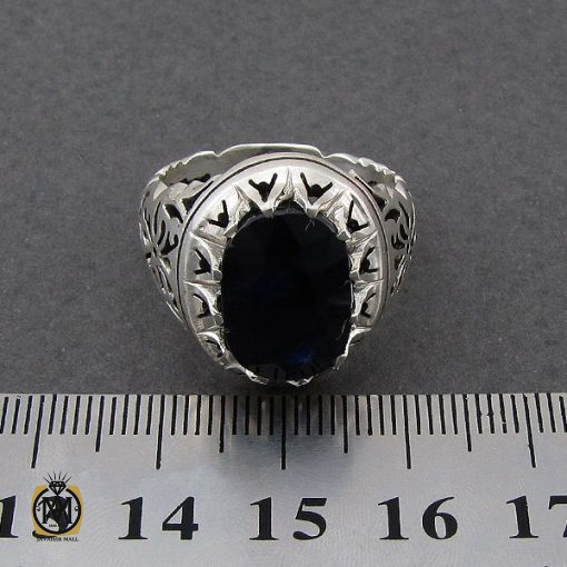 انگشتر یاقوت کبود مردانه دست ساز - کد 8950 - تصویر 4