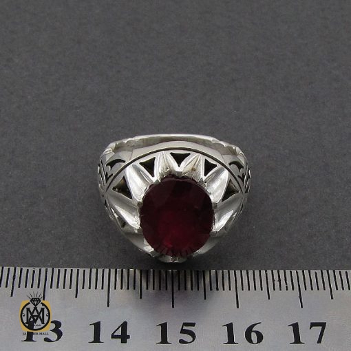 انگشتر یاقوت سرخ مردانه خوش رنگ دست ساز - کد 8951 - تصویر 4