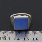 4 انگشتر عقیق آبی مردانه با حکاکی یا امیرالمومنین هنر دست استاد شرفیان– کد 8821 - تصویر 4