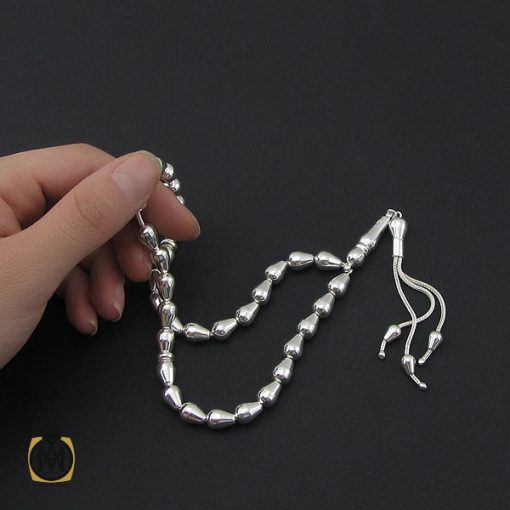 تسبیح نقره 33 دانه مخروطی - کد 4137 - تصویر 4