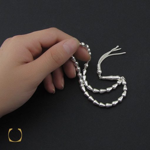 تسبیح نقره 33 دانه مخروطی ساده - کد 4143 - تصویر 4