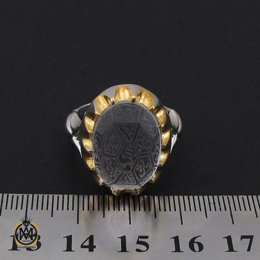 انگشتردُر نجف مردانه با حکاکی چهارده معصوم دست ساز – کد 8823 - تصویر 4