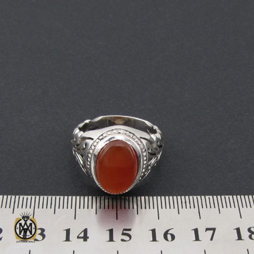 انگشتر عقیق یمن مردانه رکاب دست ساز شبکه ای - کد 8989 - تصویر 4