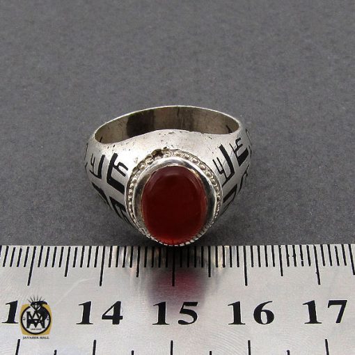 انگشتر عقیق یمن مردانه رکاب دست ساز طرح علی - کد 8990 - تصویر 4