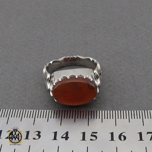 انگشتر عقیق یمن مردانه رکاب دست ساز طرح صفوی - کد 10027 - تصویر 4