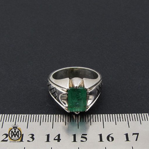 انگشتر زمرد زامبیا مردانه مرغوب و خوش رنگ - کد 10030 - تصویر 4