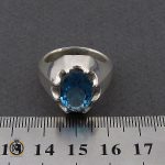 انگشتر توپاز آبی خوش رنگ مردانه - کد 10034 - تصویر 4
