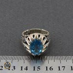 انگشتر توپاز آبی خوش رنگ مردانه دست ساز - کد 10037 - تصویر 4