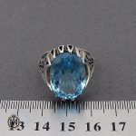 انگشتر توپاز آبی مردانه درشت و خوش رنگ - کد 10038 - تصویر 4