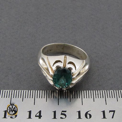 انگشتر توپاز سبز مردانه هنر دست استاد باقرزاده - کد 10042 - تصویر 4