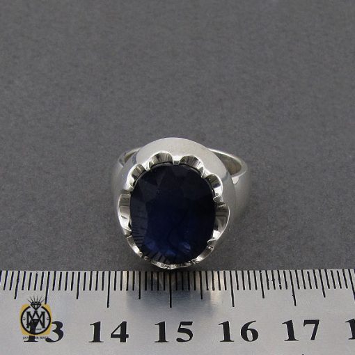 انگشتر یاقوت کبود مرغوب مردانه هنر دست استاد باقرزاده - کد 10043 - تصویر 4