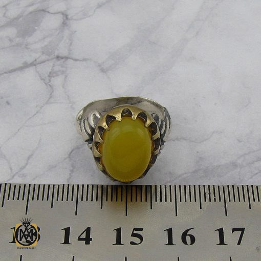 انگشتر عقیق زرد با حکاکی شرف الشمس مردانه – کد 8829 - تصویر 4