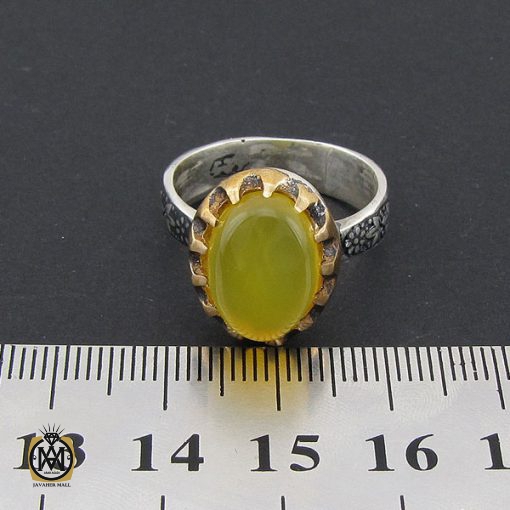 انگشتر عقیق زرد با حکاکی شرف الشمس مردانه – کد 8830 - تصویر 4