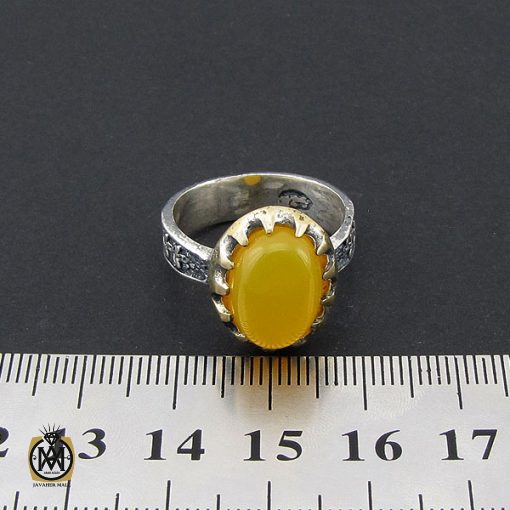 انگشتر عقیق زرد با حکاکی شرف الشمس مردانه – کد 8833 - تصویر 4