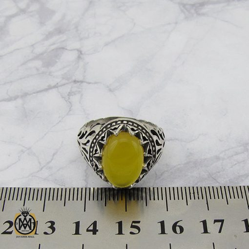 انگشتر عقیق زرد با حکاکی شرف الشمس مردانه – کد 8836 - تصویر 4