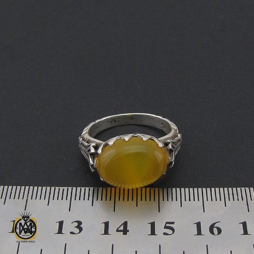 انگشتر عقیق زرد با حکاکی شرف الشمس مردانه – کد 8838 - تصویر 4