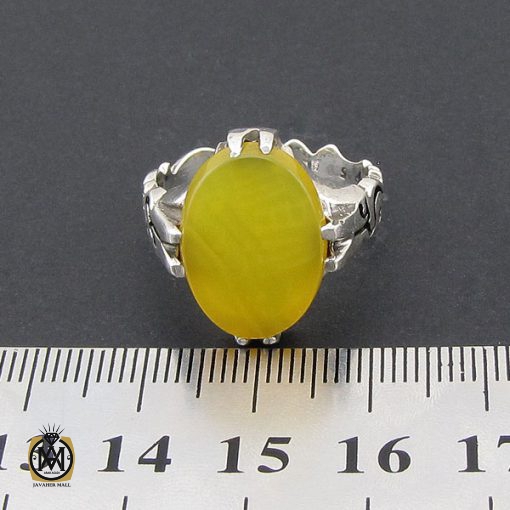 انگشتر عقیق زرد با حکاکی شرف الشمس مردانه – کد 8844 - تصویر 4