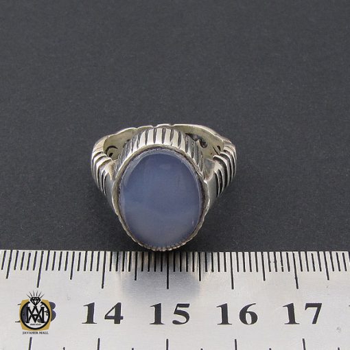 انگشتر عقیق یمن کبود مردانه - کد 8851 - تصویر 4