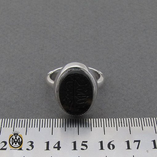 انگشتر عقیق جزع یمن با حکاکی حسبی الله مردانه دست ساز - کد 8858 - تصویر 4