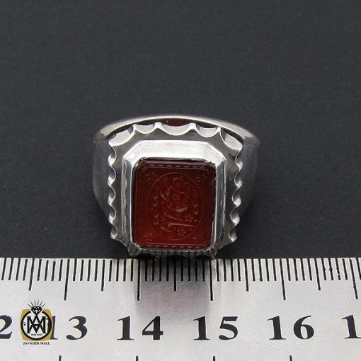 انگشتر عقیق یمن مردانه با حکاکی یا رقیه (س) رکاب هنر دست استاد شرفیان - کد 8865 - تصویر 4