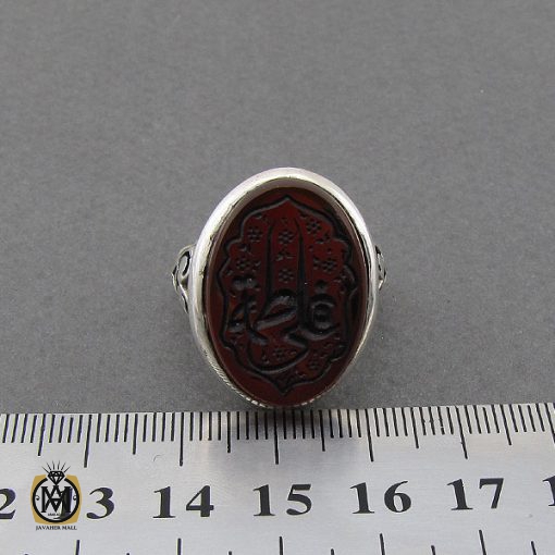 انگشتر عقیق با حکاکی علی و فاطمه مردانه - کد 8868 - تصویر 4