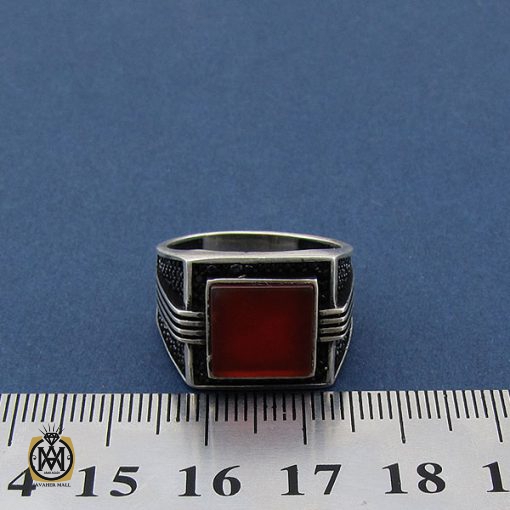 انگشتر عقیق قرمز مردانه - کد 8873 - تصویر 4