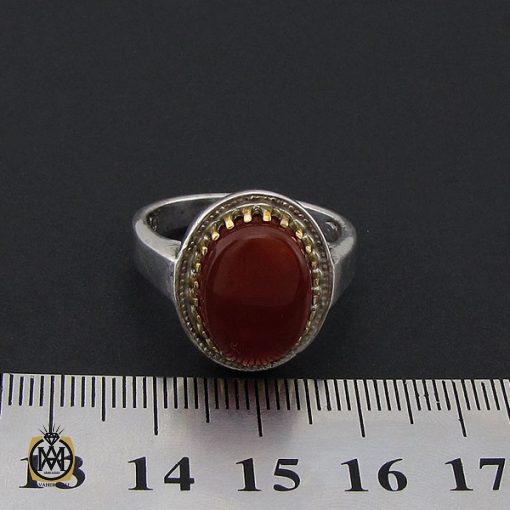 انگشتر عقیق یمن خوش رنگ مردانه - کد 8876 - تصویر 4