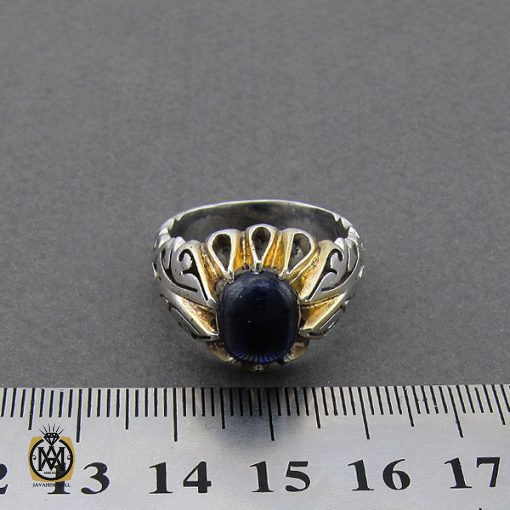 4 انگشتر یاقوت کبود مرغوب مردانه هنر دست استاد جهانگیری - کد 8880 - تصویر 4