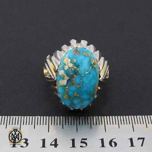 انگشتر فیروزه نیشابوری فاخر مردانه هنر دست استاد شرفیان - کد 8888 - تصویر 4