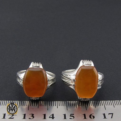 4 انگشتر عقیق یمن با حکاکی شرف الشمس مردانه - کد 8895 - تصویر 4