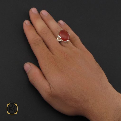 انگشتر عقیق یمن مردانه خوش رنگ و مرغوب - کد 8900 - تصویر 5