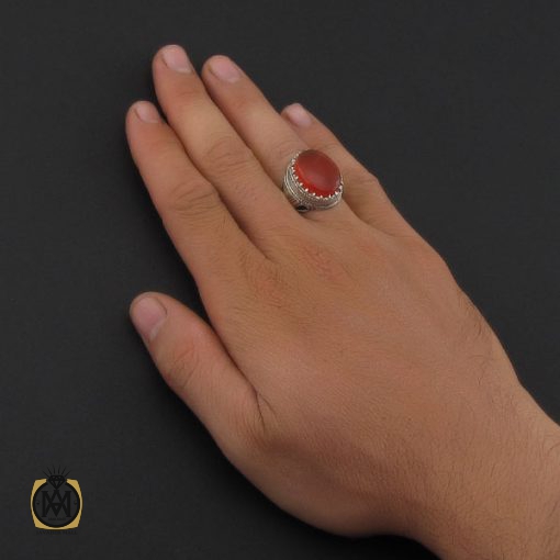 انگشتر عقیق یمن خوش رنگ مردانه - کد 8901 - تصویر 5
