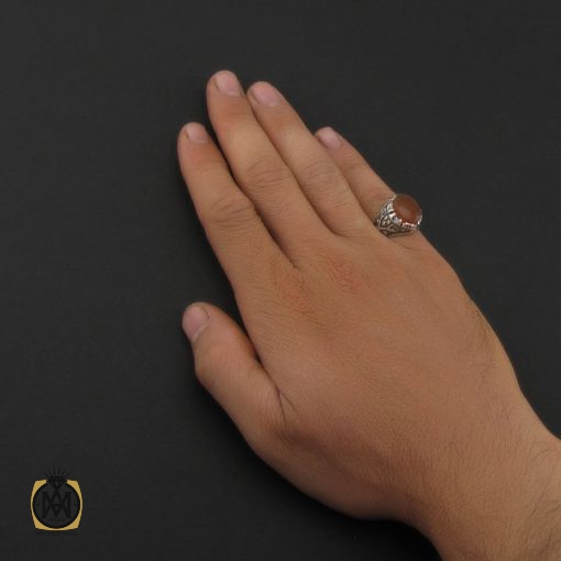 انگشتر عقیق یمن با حکاکی شرف الشمس مردانه - کد 8904 - تصویر 5