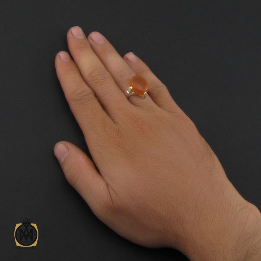 5 انگشتر عقیق یمن با حکاکی شرف الشمس مردانه - کد 8908 - تصویر 5